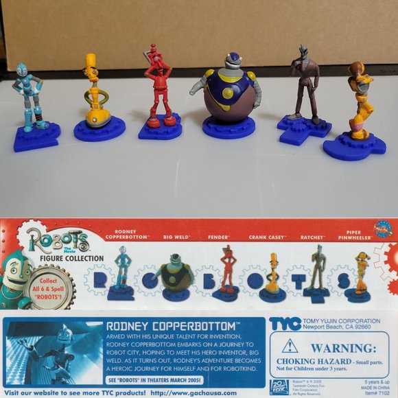 Robots The Movie 2005 Complete set of 6 Vending Machine Toys Tomy Yujin Gacha - Picture 7 of 16